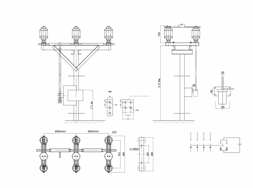 مفصل الجهد العالي الخارجي GW4 الخارجي 12-40.5 كيلو فولت 200-1250 أمبير - خطاف سحب ثابت ذاتي الغلق ذاتي القفل بخطاف عازل مانع للتلوث من الفئة الرابعة 16-31.5 كيلو أمبير