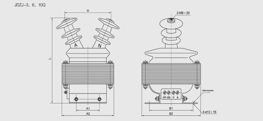 JDZ-3 6 10kV Transformator de tensiune de interior monofazat turnare cu rășină epoxidică PT - 3kV 6kV 10kV 0,2 0,5 1 3 6P Clasa dublă bobinare secundară 12 42 75kV Izolație 200-500VA Max Output