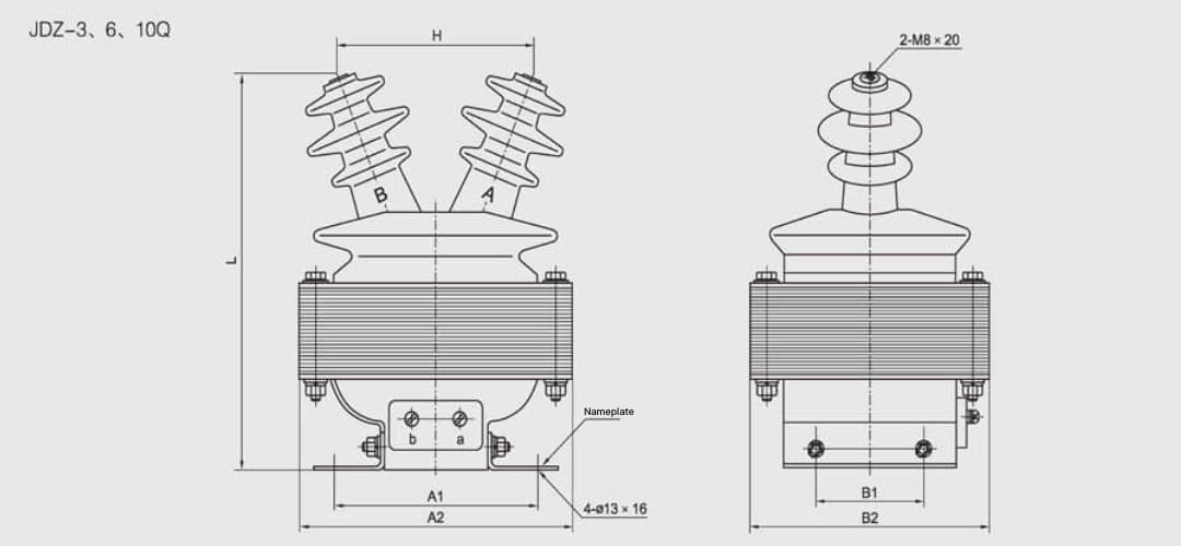 JDZ-3 6 10kV Transformator de tensiune de interior monofazat turnare cu rășină epoxidică PT - 3kV 6kV 10kV 0,2 0,5 1 3 6P Clasa dublă bobinare secundară 12 42 75kV Izolație 200-500VA Max Output
