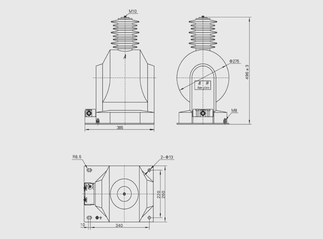 JDZX9-35 Indoor Voltage Transformer 35kV Single-Phase Epoxy Resin Casting PT - Phase-to-Ground 100V/√3+100V/3 Triple Secondary 0.2/0.5/1/3/6P Class Open Delta Grounding Protection 1000VA High Output 40.5/95/200kV GB1207