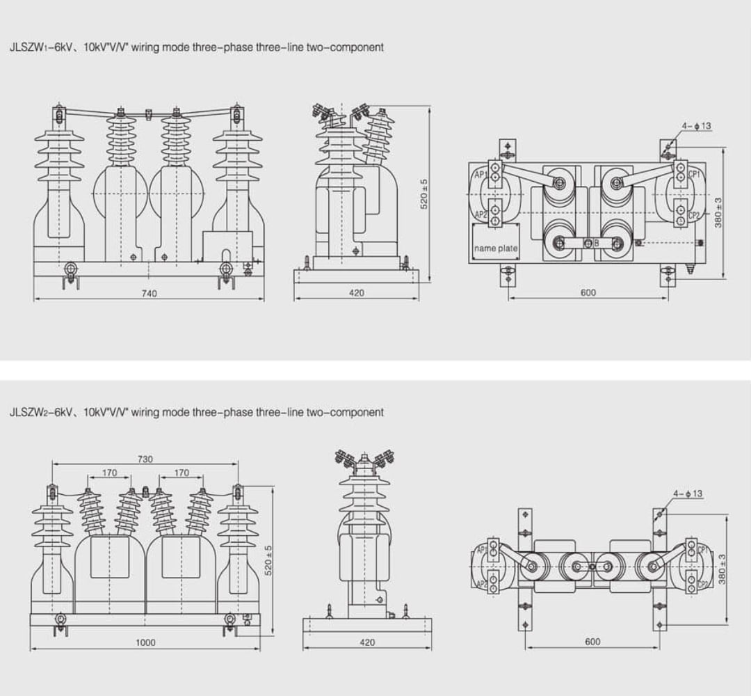JLSZ8-10GY Outdoor Combined CT PT Metering Box 10kV Epoxy Resin Casting Energy Measuring Unit - Pillar Type Maintenance-Free V-Connection 5-600/5A Dual Tap 0.2S/0.5 Class Anti-Tamper UV-Resistant GB17201