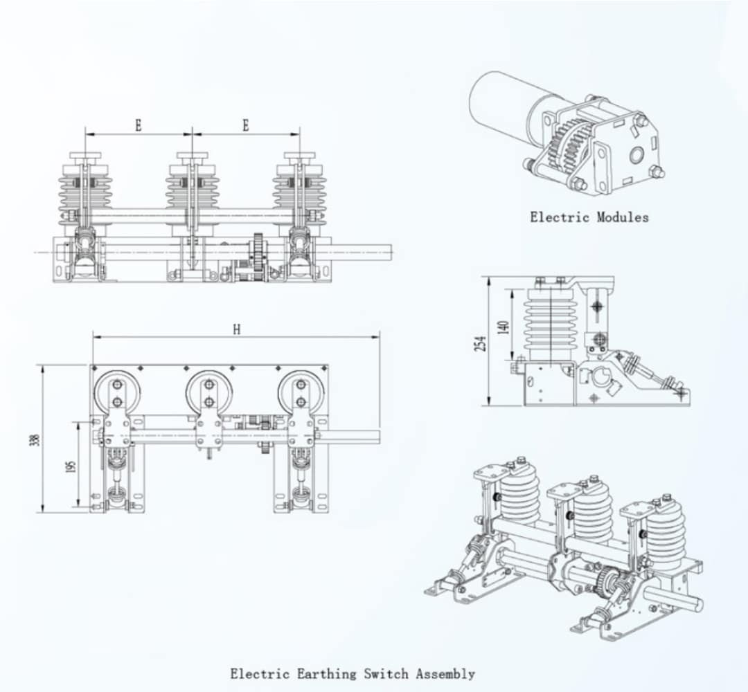 JN22B-40.5-31.5 室內高壓接地開關 35-40.5kV 31.5kA - 馬達運轉 80kA 製造 YF-DJN-04 控制器 KYN-40.5 相容 CE 認證