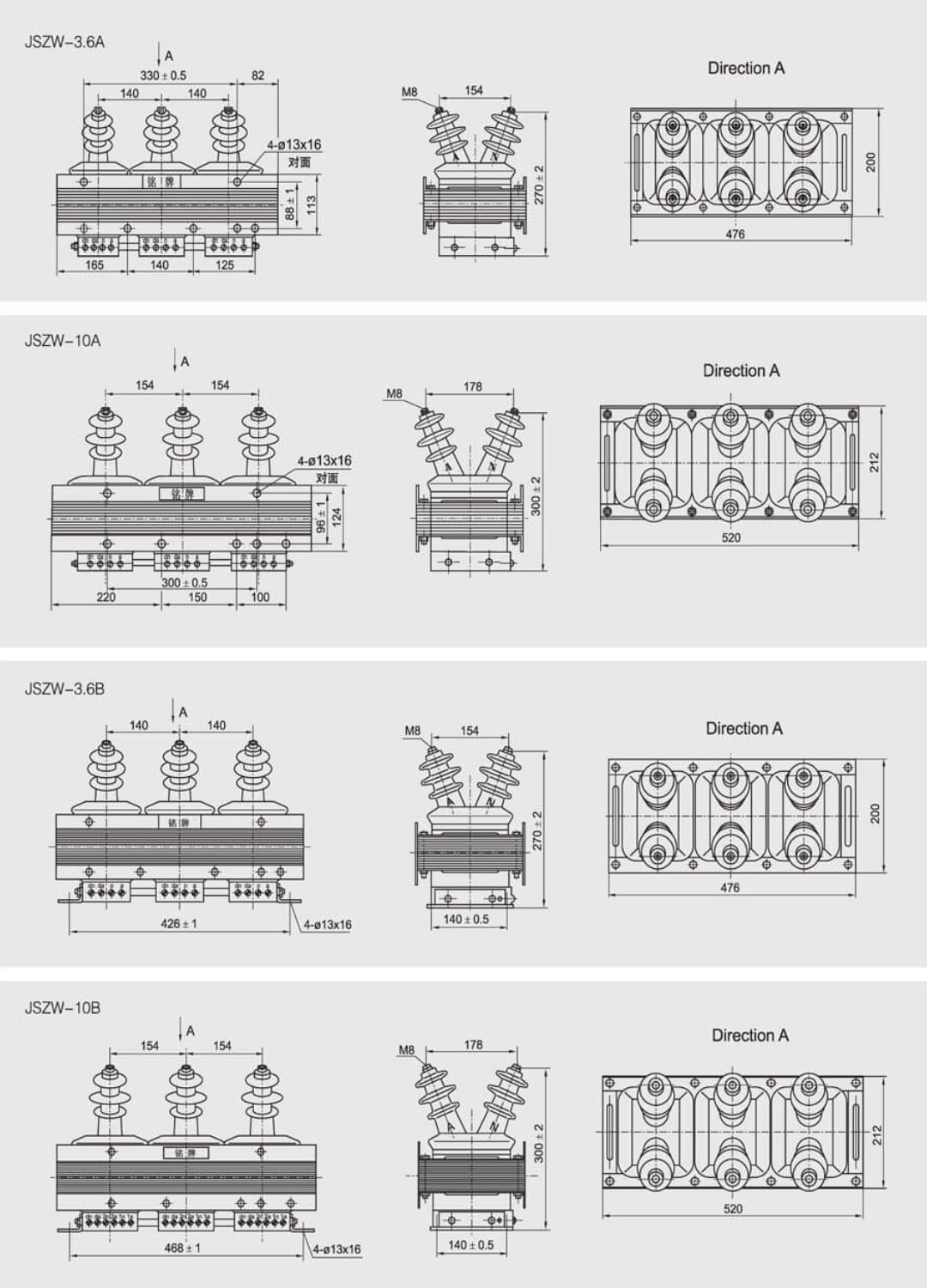 JSZW-3 6 10 Indoor Three-Phase Voltage Transformer 3kV 6kV 10kV Epoxy Resin Casting PT