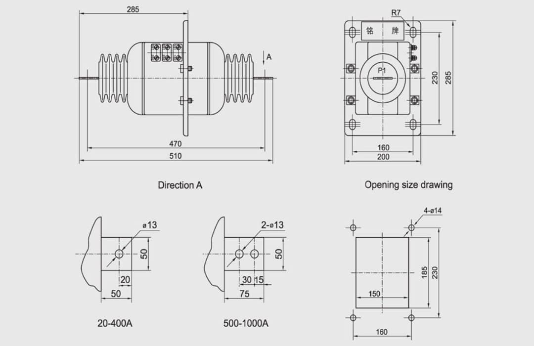 LAZBJ-10Q Current Transformer 10kV Indoor Epoxy Resin - 5-1000A 0.2S 0.5S 10P Class 90×In Thermal 200×In Dynamic 12 42 75kV GB1208 IEC60044-1