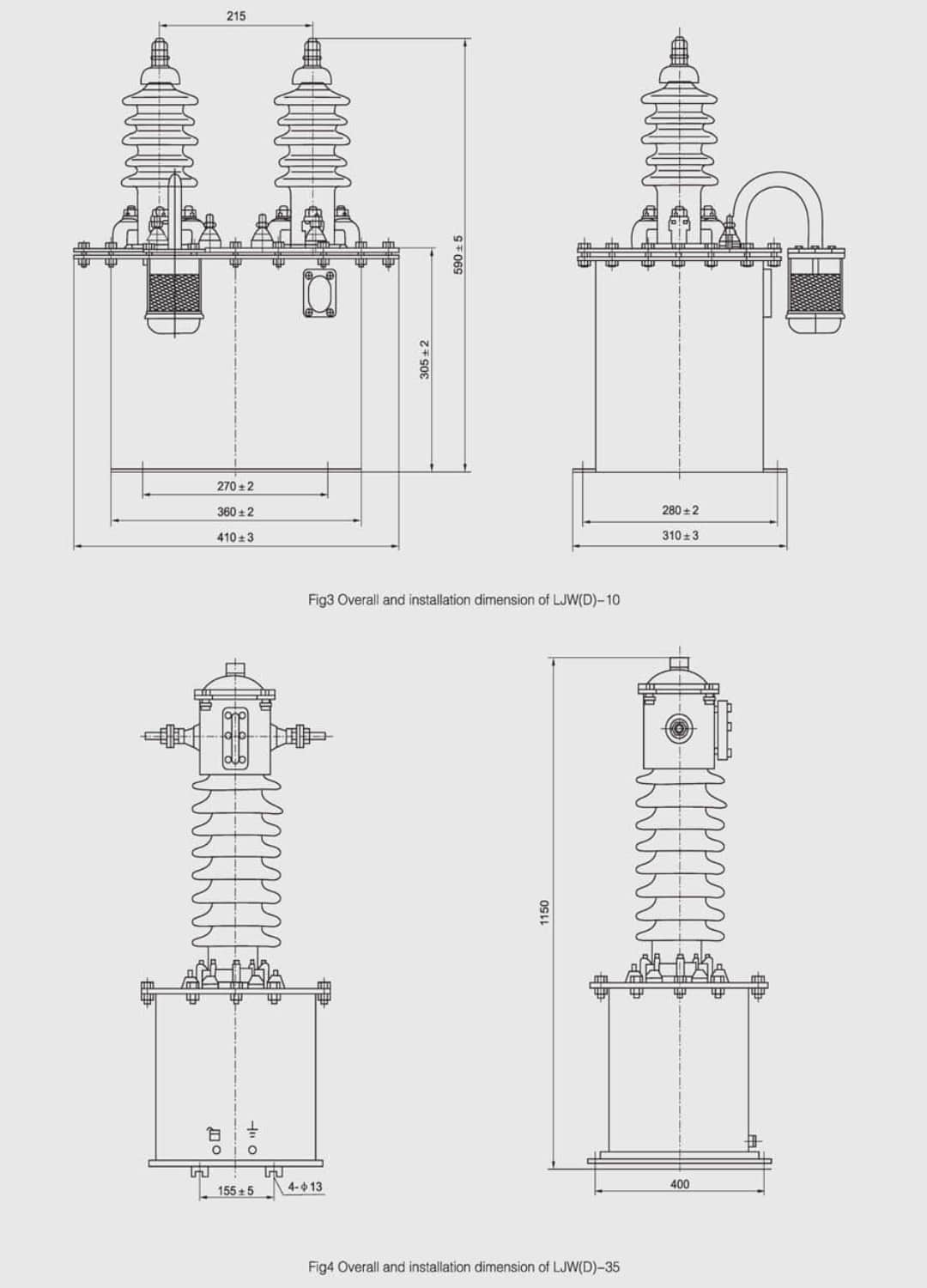 LJW-LJWD-10-35 Current Transformer Indoor Outdoor Dual-Use Oil-Immersed CT - 10kV 35kV 5-600A 0.2 0.5 1 3D Class Steel Tank 75× Thermal 187.5× Dynamic 40.5 95 185kV GB1208 IEC60044-1