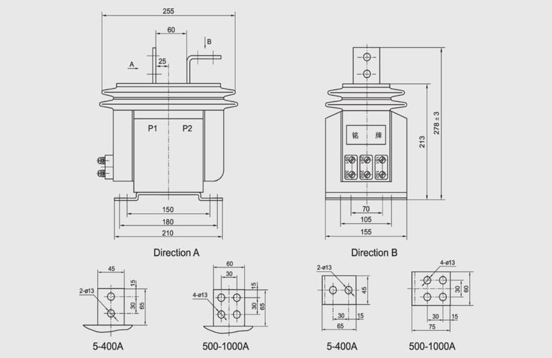 LZJ8-10 Current Transformer 10kV Indoor HV CT - 5-1000A 0.2S 0.5S 10P Class 100×In Thermal 250×In Dynamic 12 42 75kV Epoxy Resin GB1208 IEC60044-1