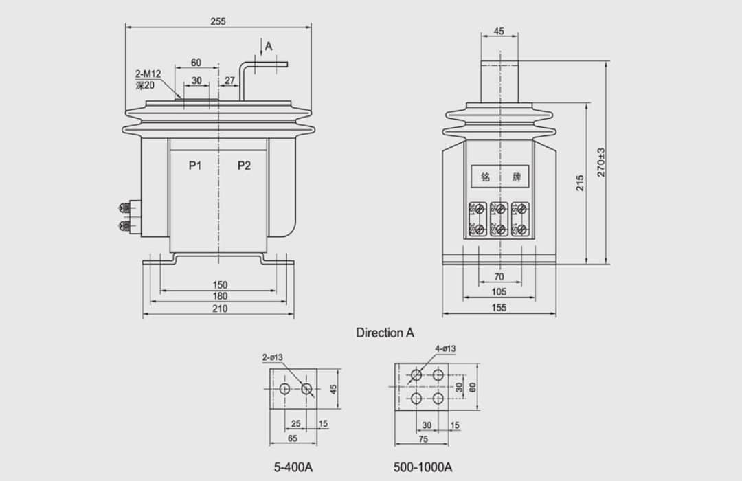 LZX-10 Current Transformer 10kV Indoor CT - 5-1000A 0.2S 0.5S 10P Class 100×In Thermal 250×In Dynamic 12 42 75kV Epoxy Resin GB1208 IEC60044-1