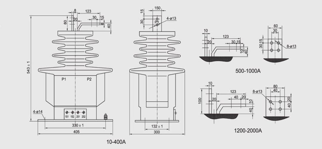 LZZB7-35 หม้อแปลงกระแสไฟฟ้าแรงดันปานกลาง 35kV - 50-2000A 0.2S 0.5S 10P10 Class 40.5 95 185kV ฉนวนกันไฟฟ้าภายในอาคาร เรซินอีพ็อกซี่ GB1208 IEC60044-1