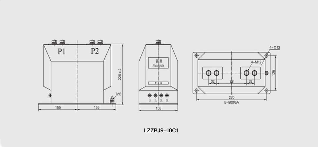 LZZBJ9-10C1 Current Transformer 10kV Indoor Epoxy Resin - 5-3150A Two Three Windings 0.2S 0.5S 10P Class 12 42 75kV Insulation GB1208 IEC60044-1