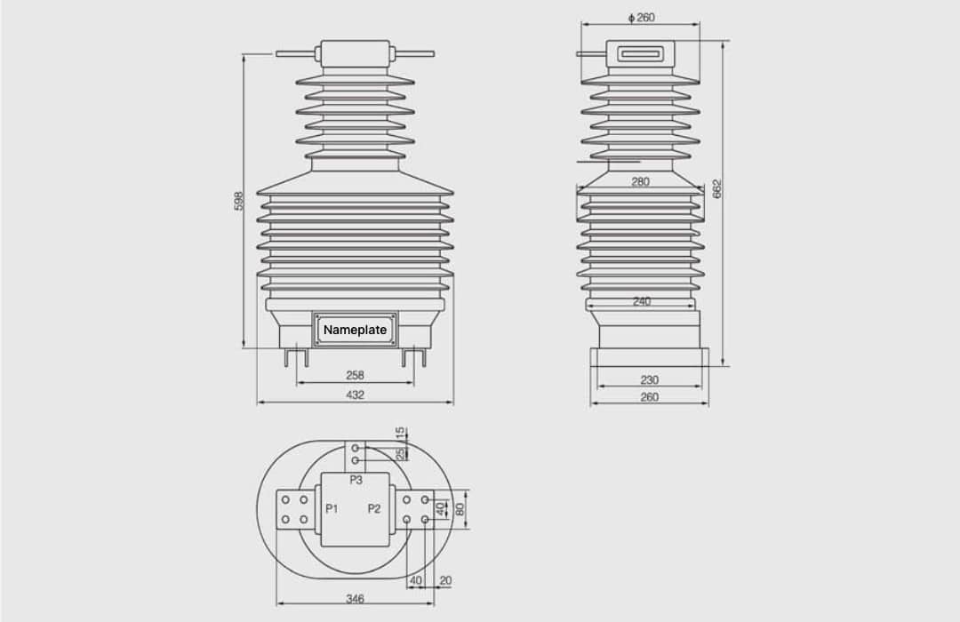 LZZBW-35B(GY) Outdoor Current Transformer 35kV Medium Voltage CT - 20-2000A Triple Winding 0.2S 0.5 5P20 Class 150×In Thermal 375×In Dynamic Epoxy Resin Casting 40.5 95 185kV GB1208 IEC60044-1