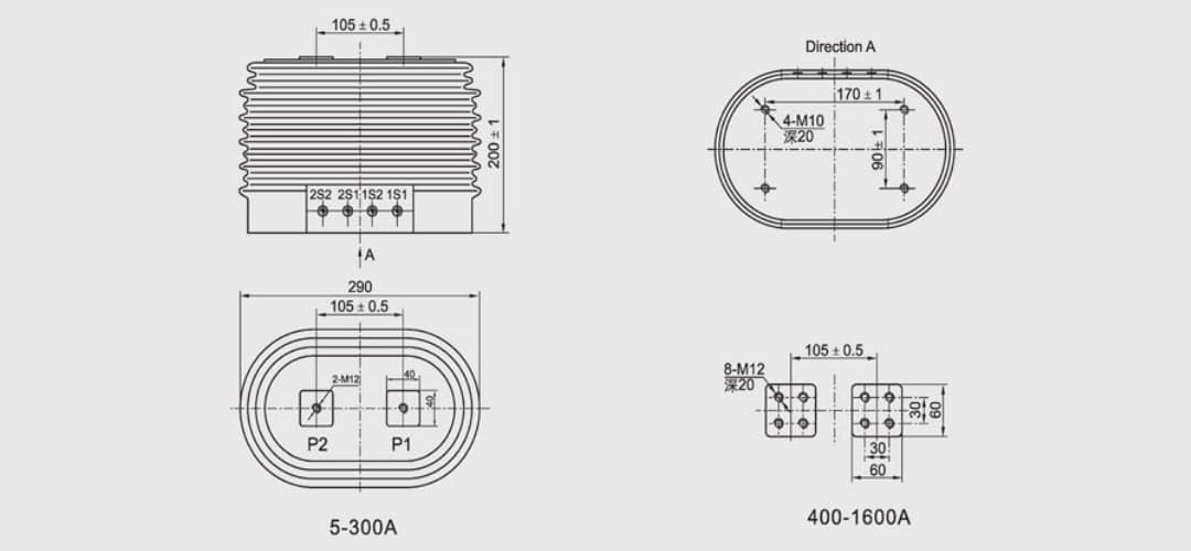 LZZJ-10Q Stromwandler 10kV Indoor CT - 5-1600A Doppelwicklung 0,2S 0,5 10P10 Klasse Epoxidharz-Guss 12 42 75kV Isolierung 10-30VA Bürde 5A 1A Sekundär GB1208 IEC60044-1