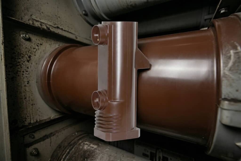 Photographie en gros plan d'un cylindre isolant VS1 de marque 'bepto', représentant une base de référence propre, monté à l'intérieur d'une armoire de distribution moyenne tension légèrement floue. Cette vue de haute qualité montre des surfaces intactes, des contacts détaillés et une comparaison claire avec le potentiel de dégradation décrit dans l'article.