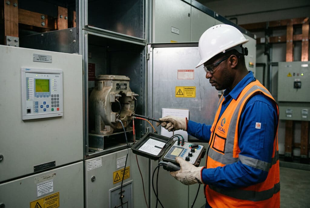Crucial on-site verification test of an existing CT’s secondary burden and excitation characteristics during a medium voltage substation protection scheme upgrade, addressing a critical mistake type.